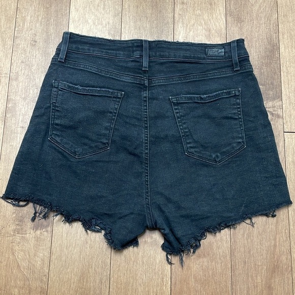 Paige Margot mini Shorts high rise Noir Studded Heart, black distressed, sz 29 - Picture 8 of 12